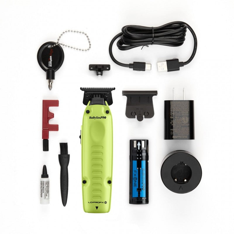BaByliss Lo Pro FXONE Neon Clipper & Trimmer set with battery and charger