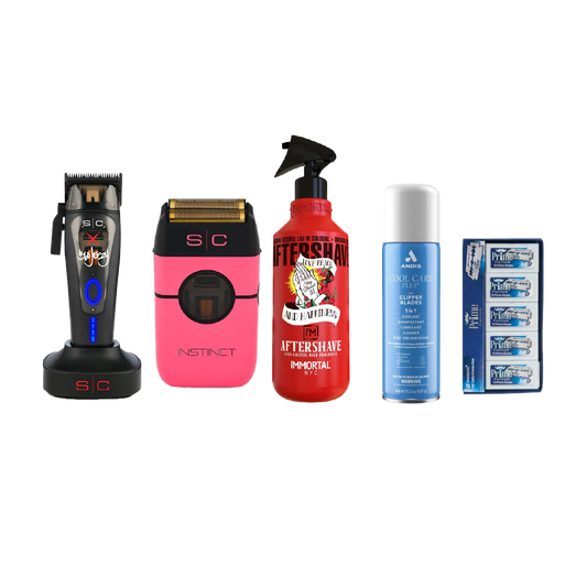 360 Jeezy + Instinct Metal Shaver (Pink) + Immortal Blessed Aftershave + Cool Care+ Dorco Prime Blades