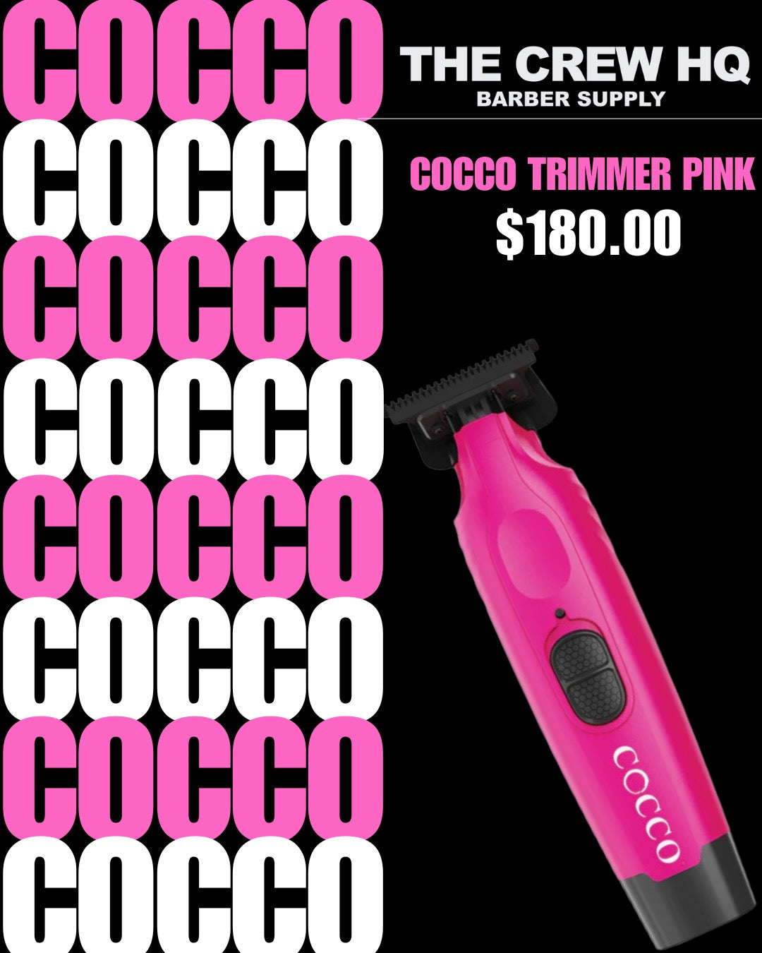 Cocco Hyper Veloce Pro Pink Cordless Trimmer w/ Digital Gap Ambassador Graphene Blade + Charging Stand
