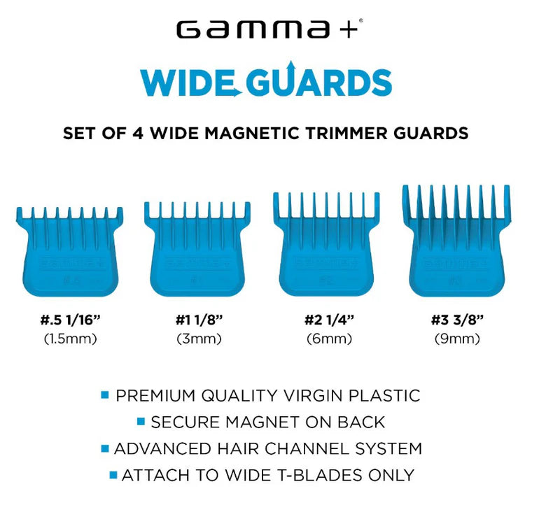 Gamma+ Wide Magnetic Trimmer Blade Guards - Blue (GPWMTG)