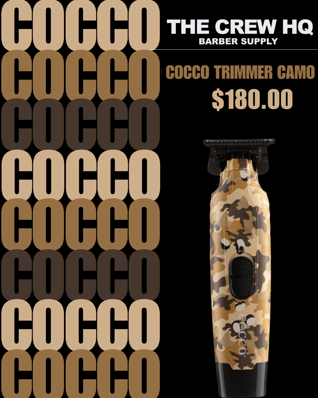 Cocco Hyper Veloce Pro Cordless Trimmer w/ Digital Gap Ambassador Graphene Blade + Charging Stand - Limited Edition Camo (CHVPT-CAMO)