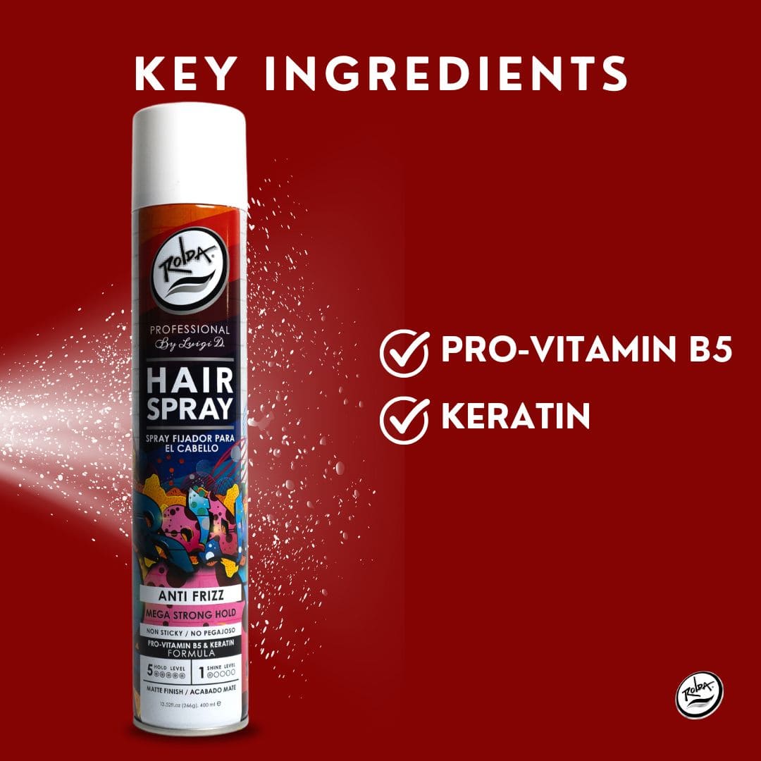 Rolda - Mega Strong Hold Hair Spray | Matte Finish, Pro-Vitamin B5, Fight Moisture & Humidity, Catch Flyaway