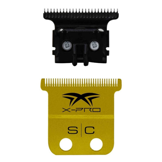 StyleCraft Fixed X-PRO Gold Titanium Replacement Trimmer Blade w/ Black Diamond Carbon DLC Deep Tooth Cutter Set (SC523GB)