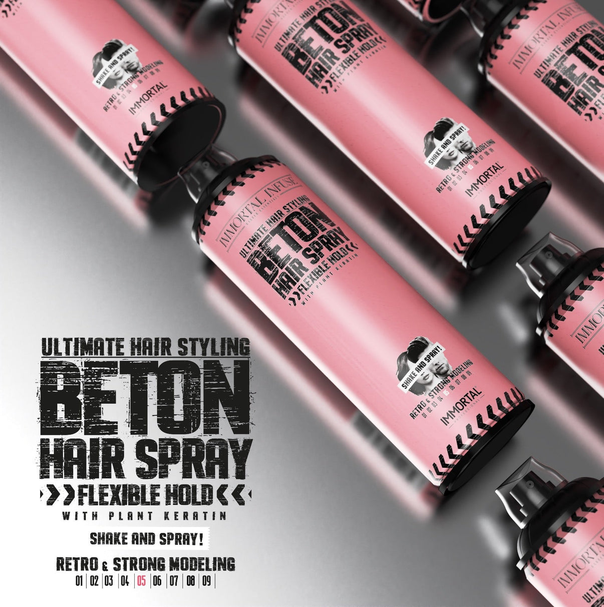 Immortal Beton Hair Spray Flexible Hold' low shine/plant keratin/500ml
