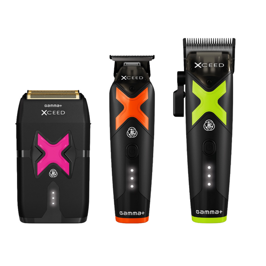 Gamma+ XCEED IN2 Vector Motor Cordless Clipper + Trimmer + Double Foil Shaver Value Set
